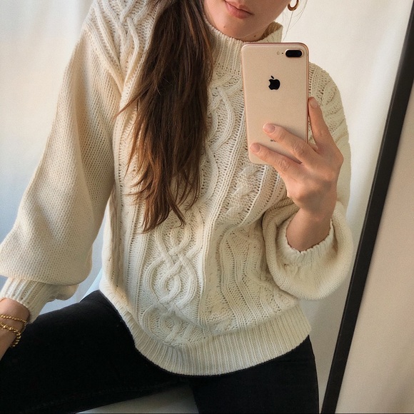 THE CABLE KNIT SWEATER — In Cream - Picture 2 of 10